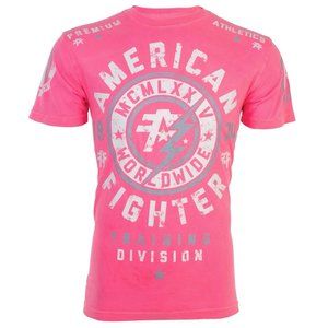 AMERICAN FIGHTER Men's T-Shirt MADISON Athletic Biker GYM Pink MMA